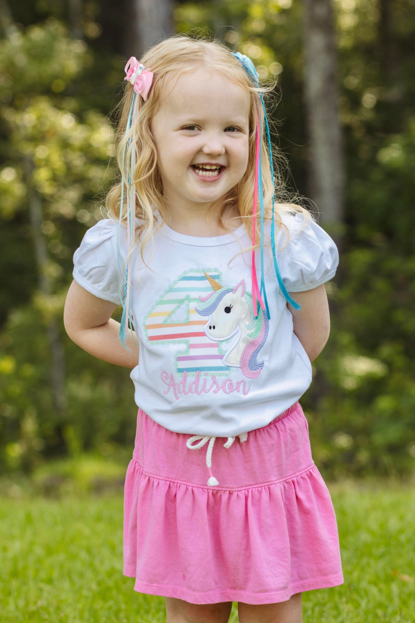 Girl's Pastel Unicorn Birthday Shirt