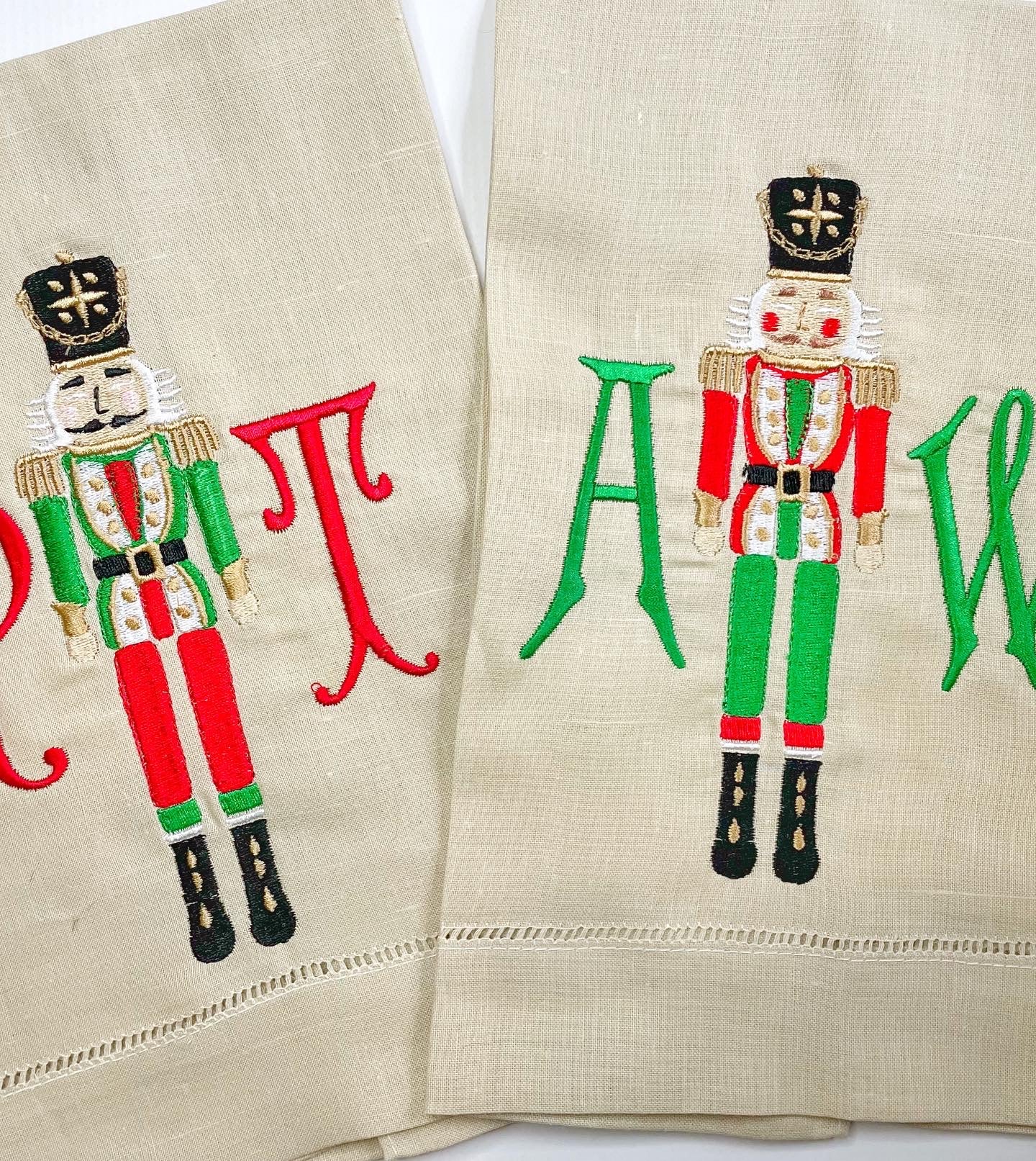 Nutcracker Hem Stitched Linen Towels