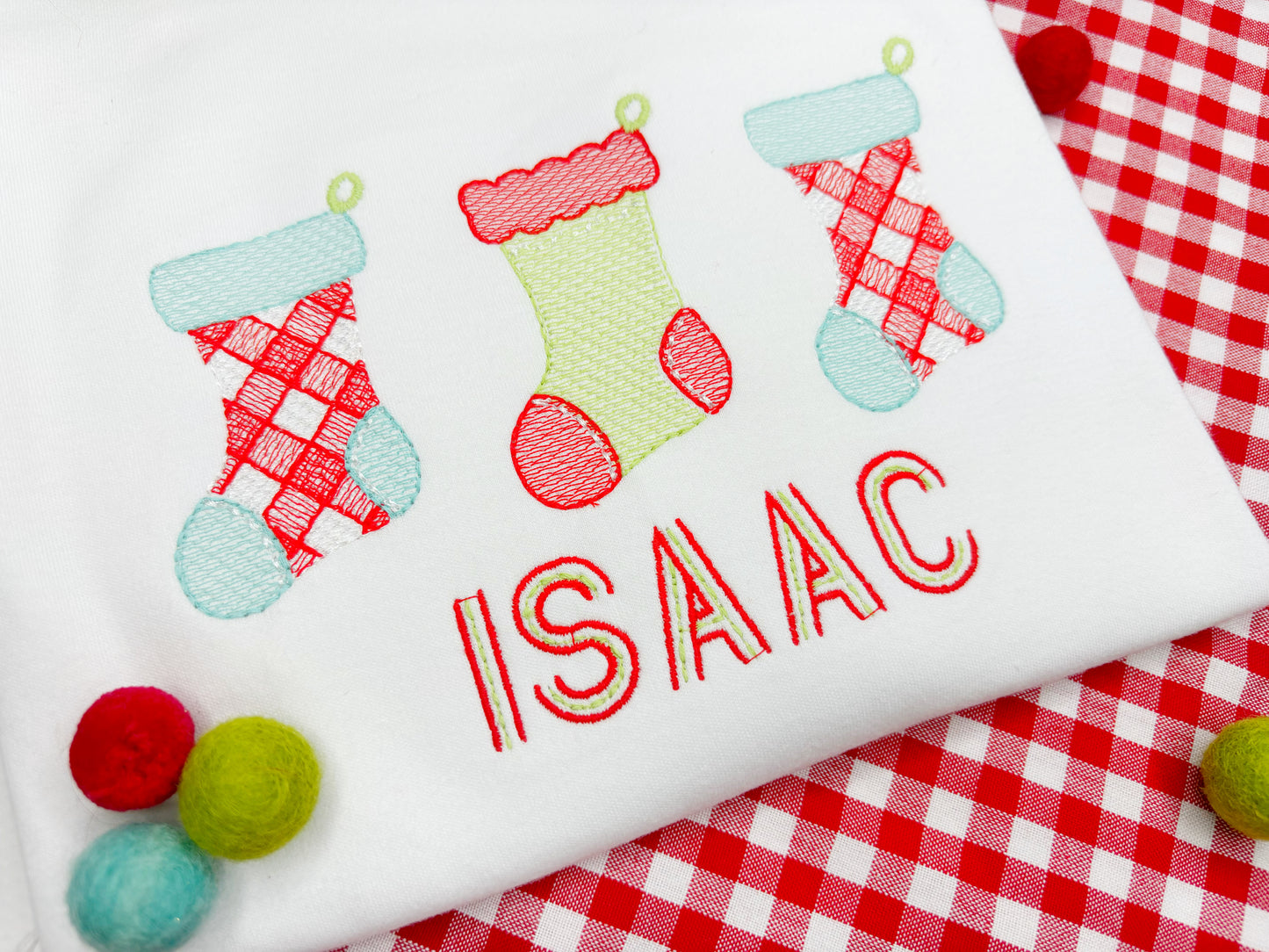 Boy's Gingham Hanging Stocking Design