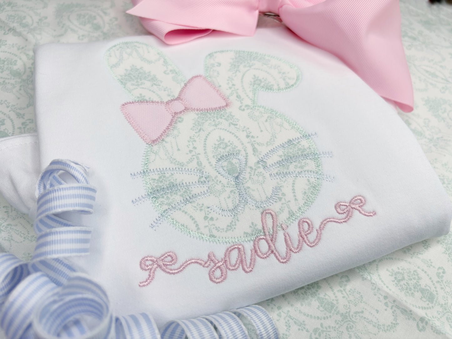 Toile Mint & Pink Bunny Design