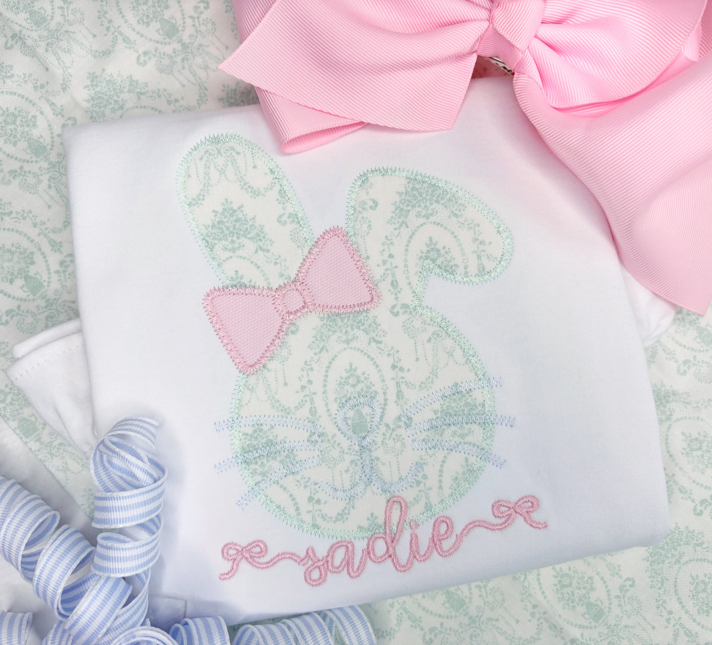 Toile Mint & Pink Bunny Design