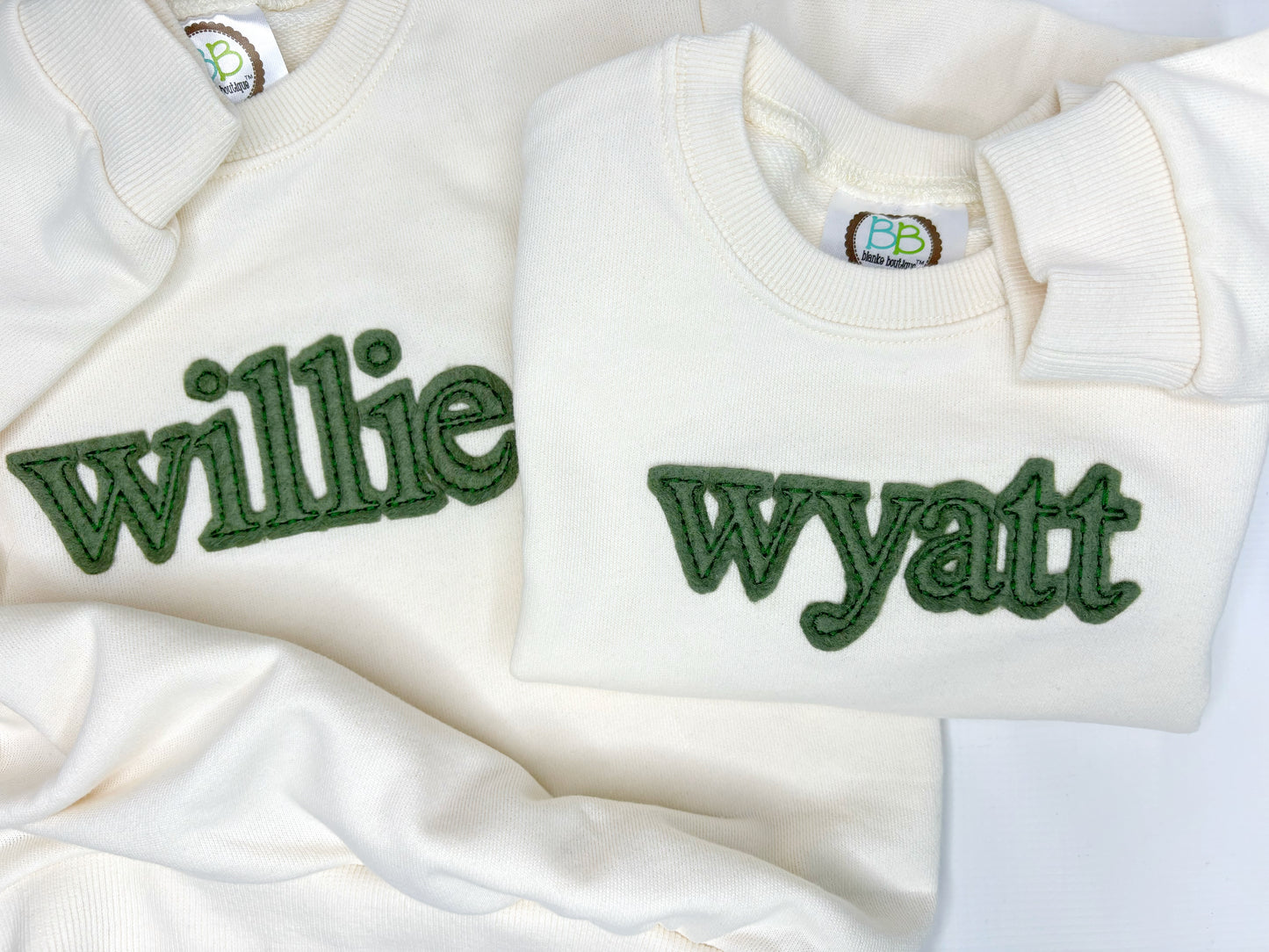 Unisex Version of Felt Vintage Name Sweatshirt IN TIMES FONT