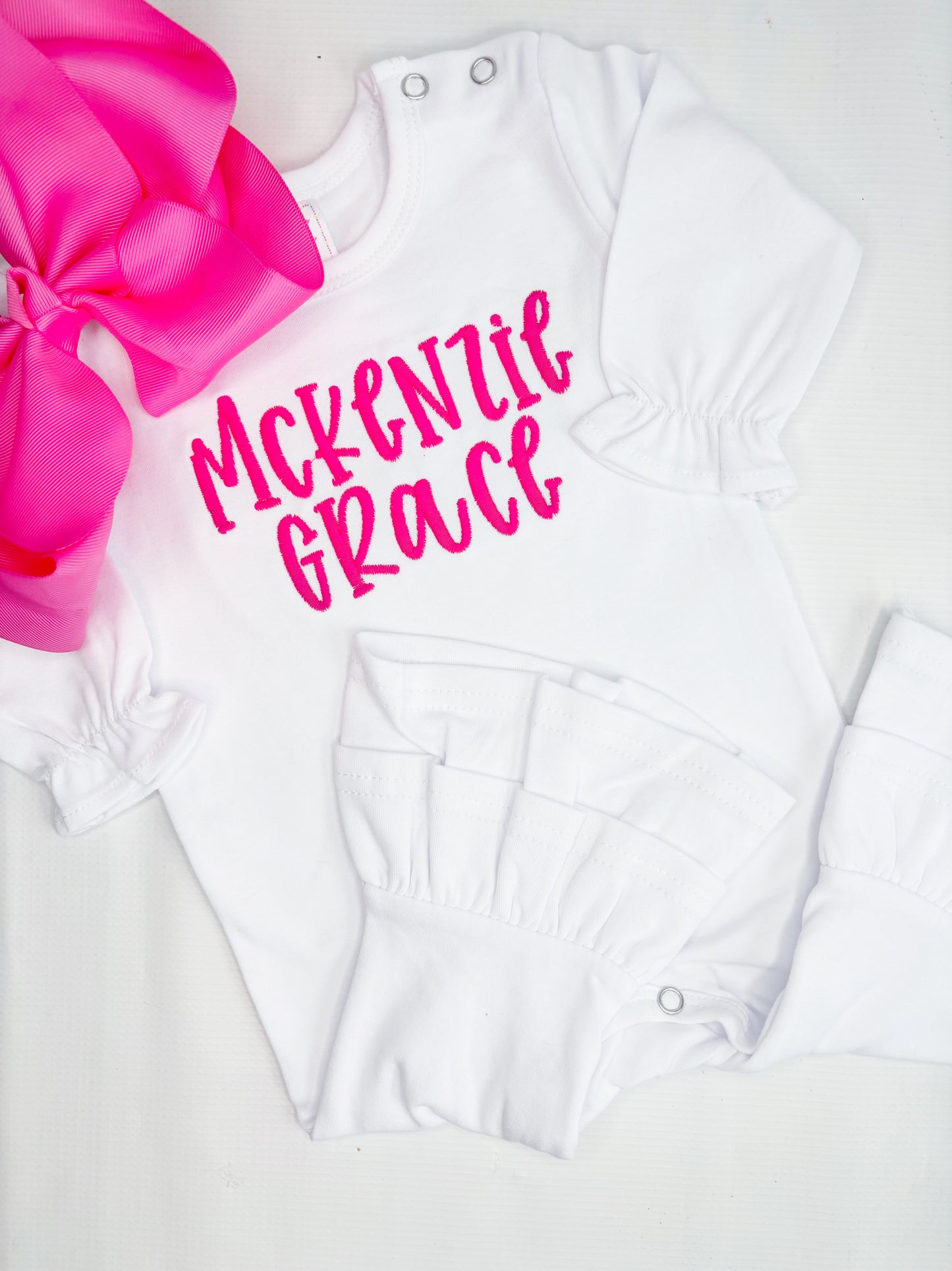 Girl's Double Ruffle LS Romper