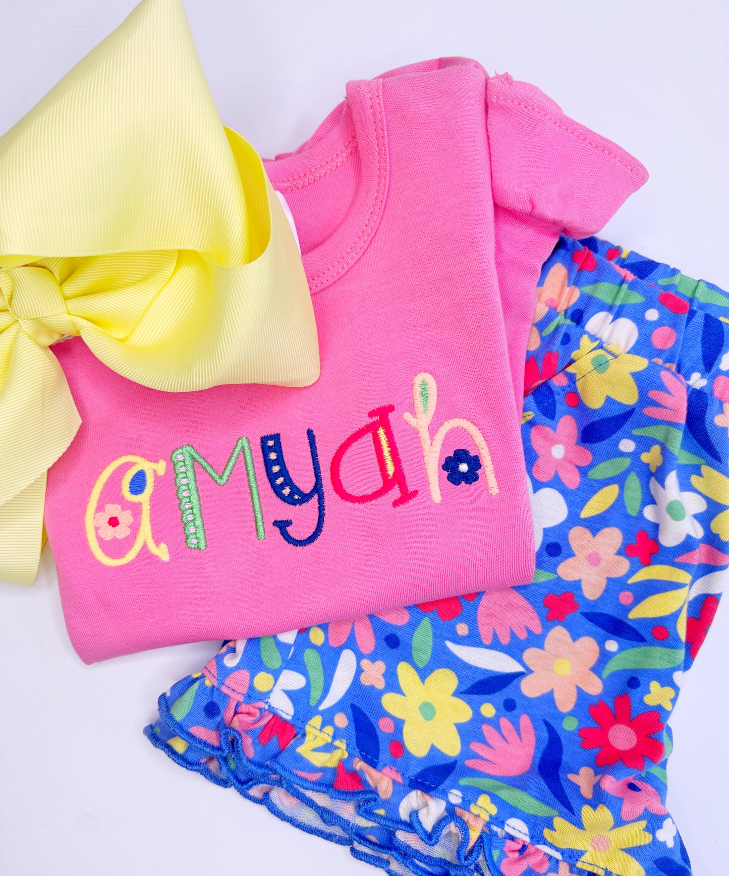 Wildflowers Custom Embroidered Shorts Set