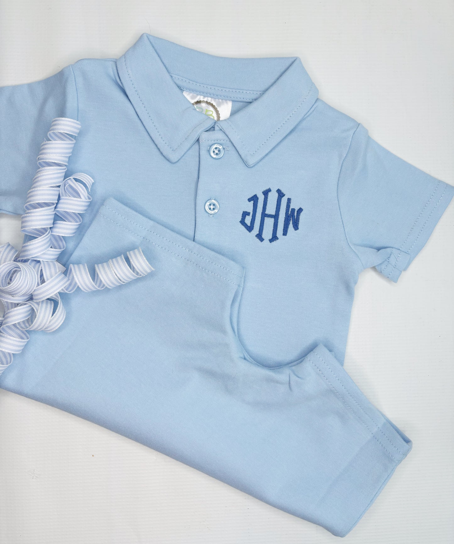 Monogrammed Polo Rompers for Baby Boys