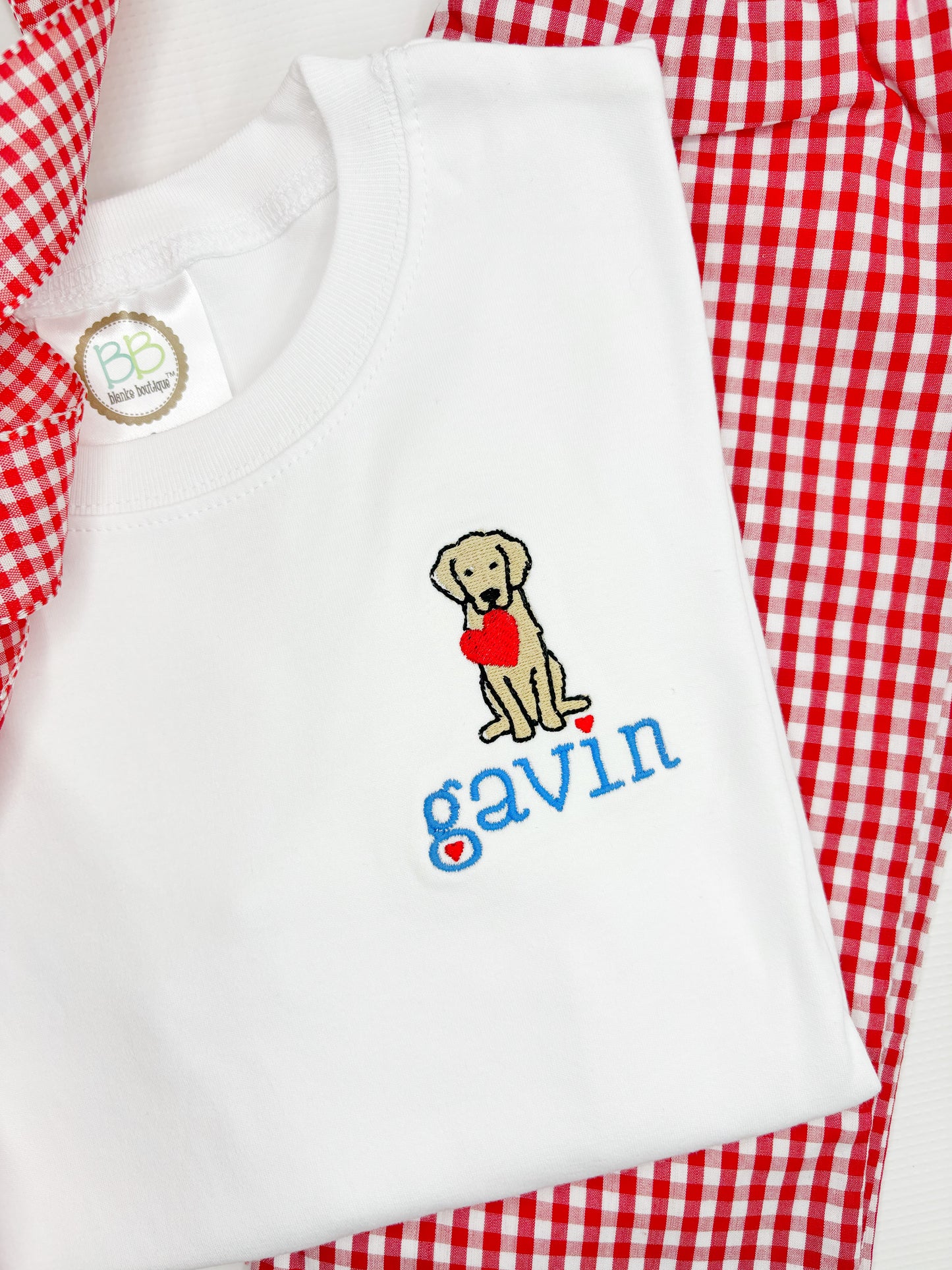 Boy's Left Chest Pup Valentine Design
