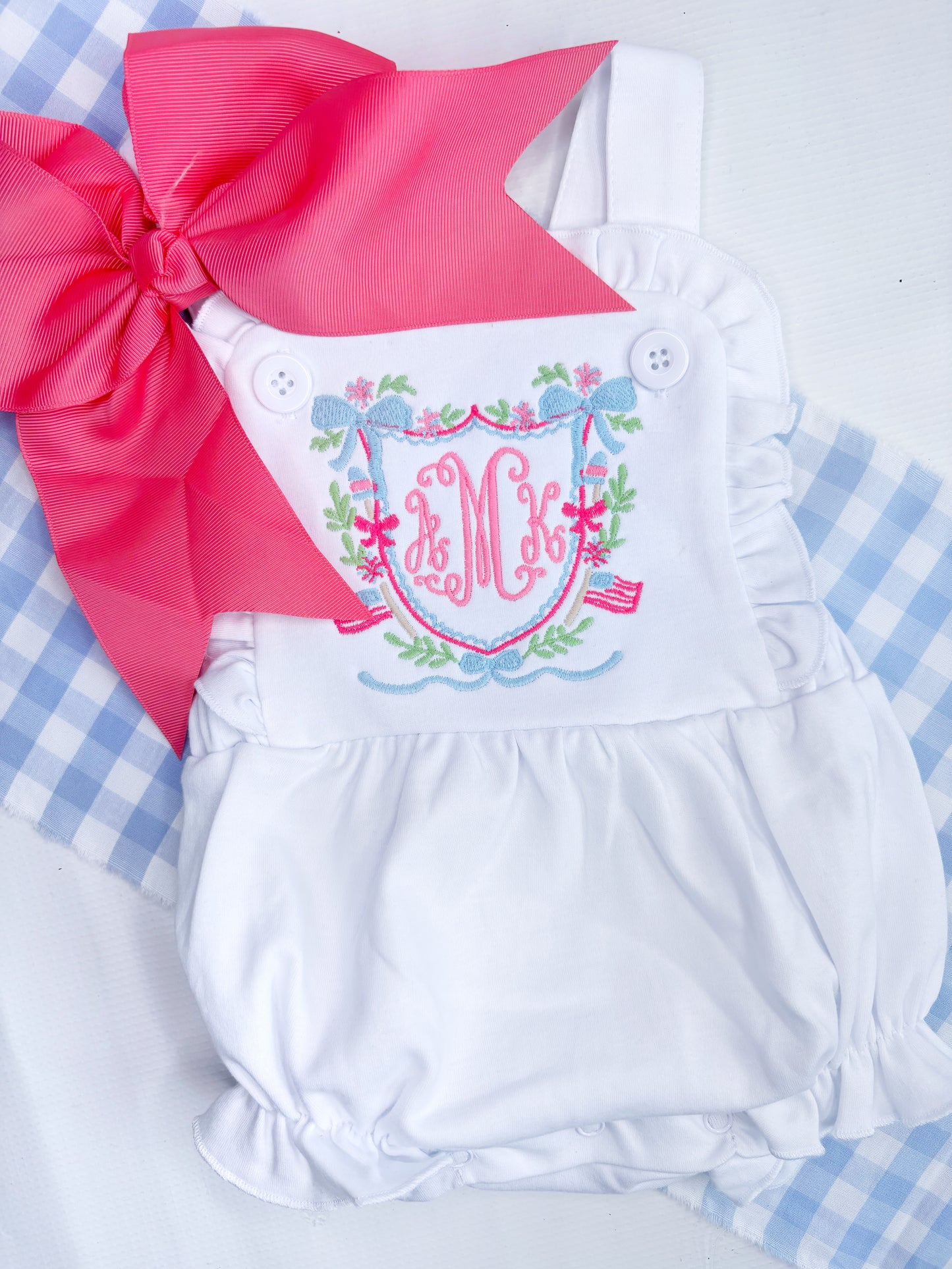 Patriotic Crest Ruffled Sun Suit