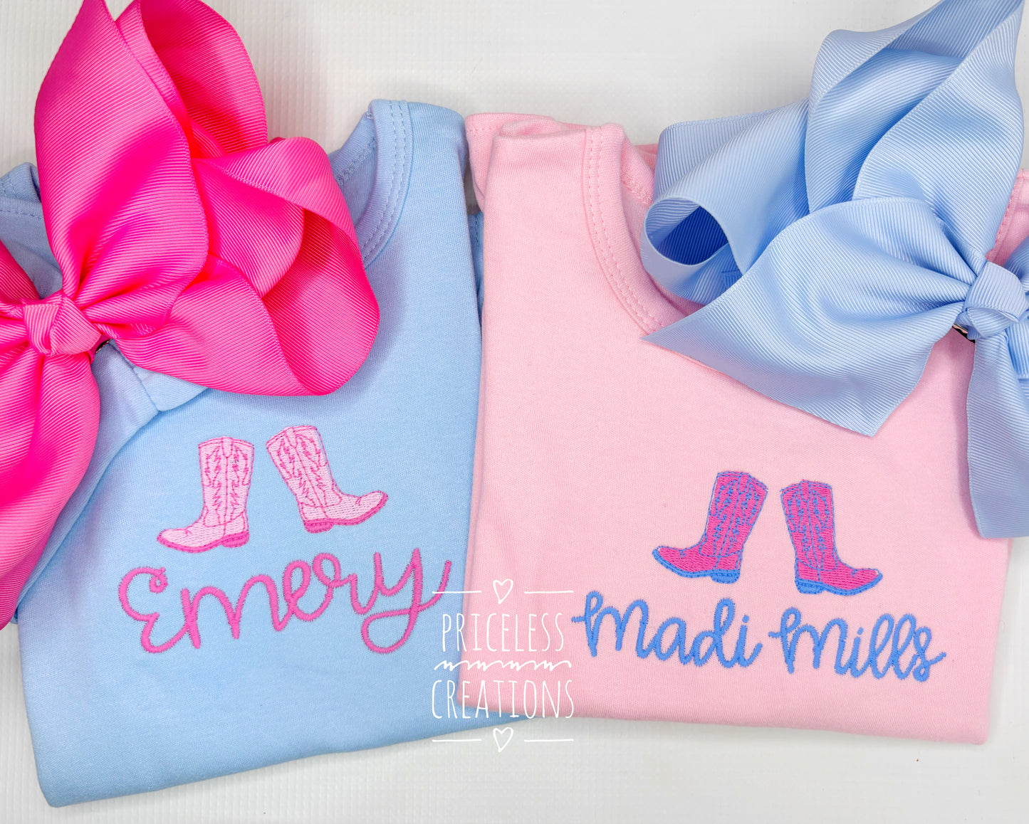 Pink & Blue Cowgirl Boots Design