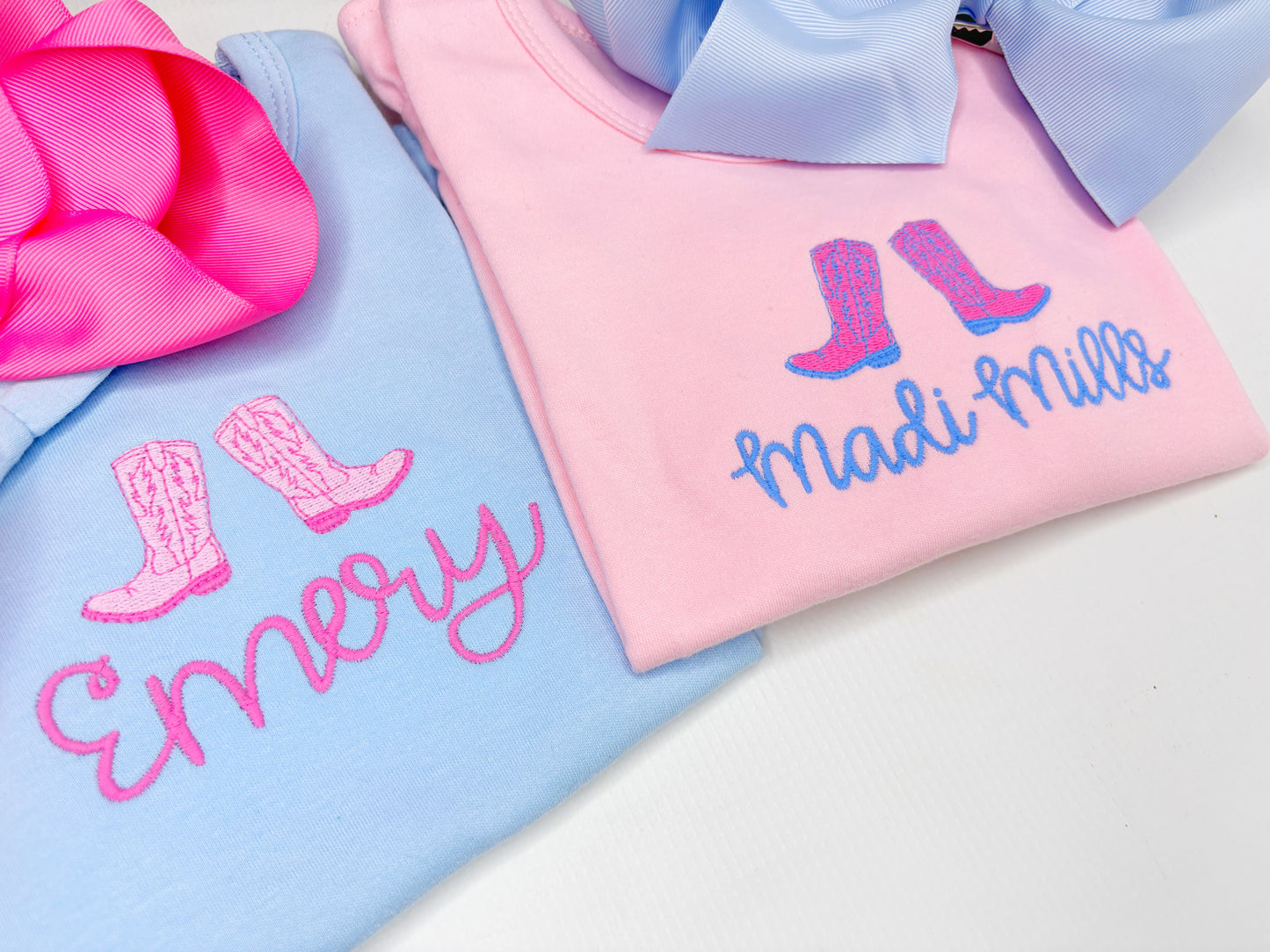 Pink & Blue Cowgirl Boots Design