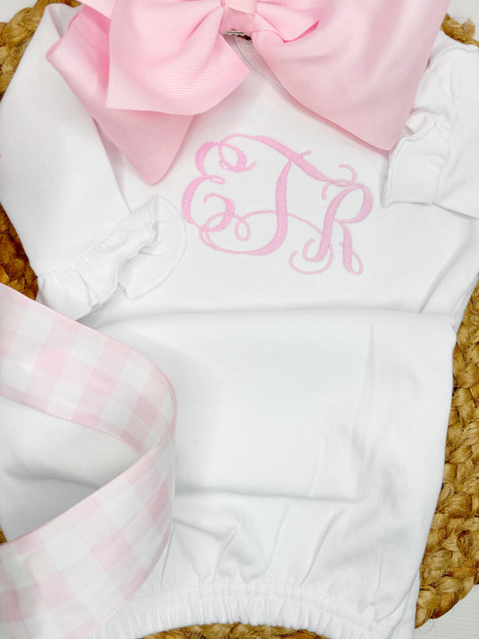 Baby Girl Monogrammed White Baby Gown