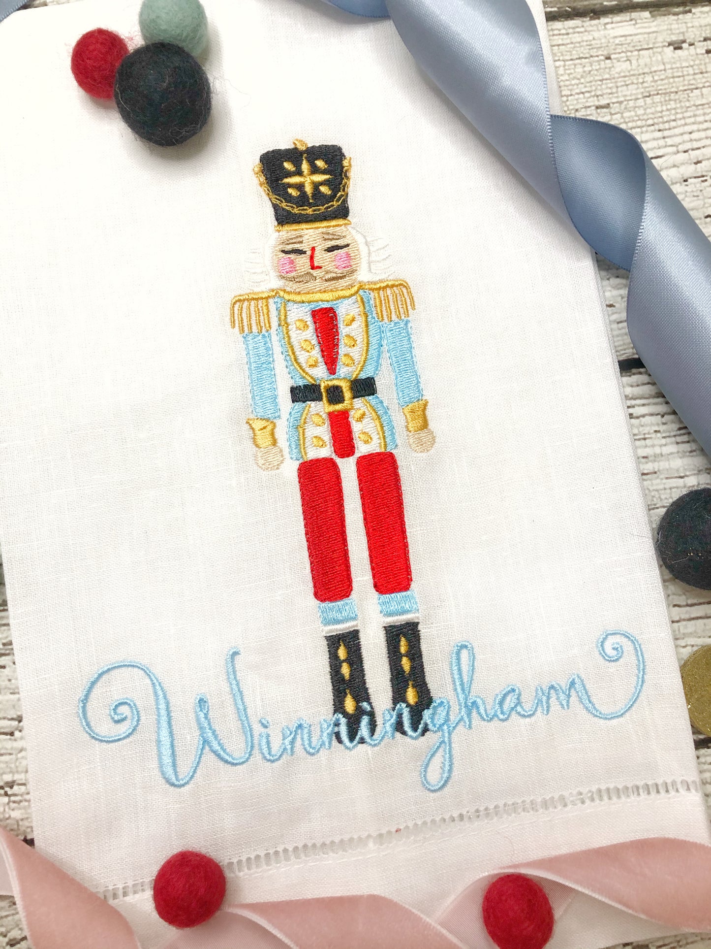 Nutcracker Hem Stitched Linen Towels