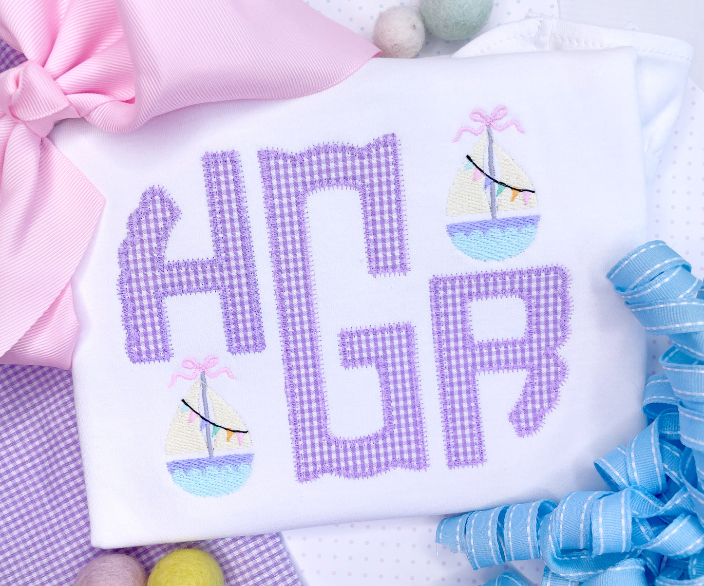 Mini Sailboat Monogram Applique