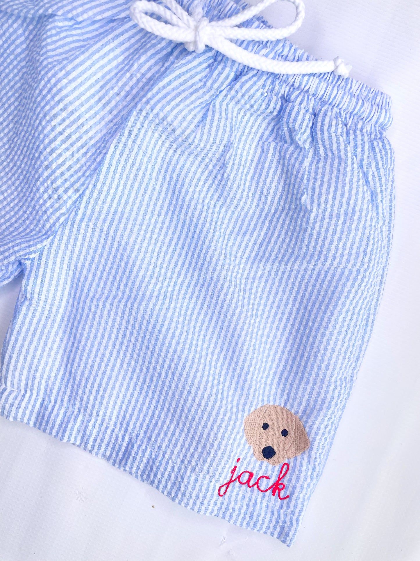 Boys Seersucker Swimsuit With/Without Monogram/Mini Design
