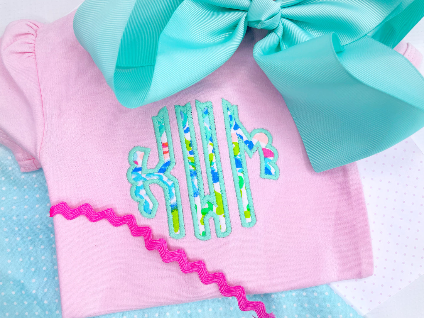 Scallop Monogram Onesie with Lily P fabric