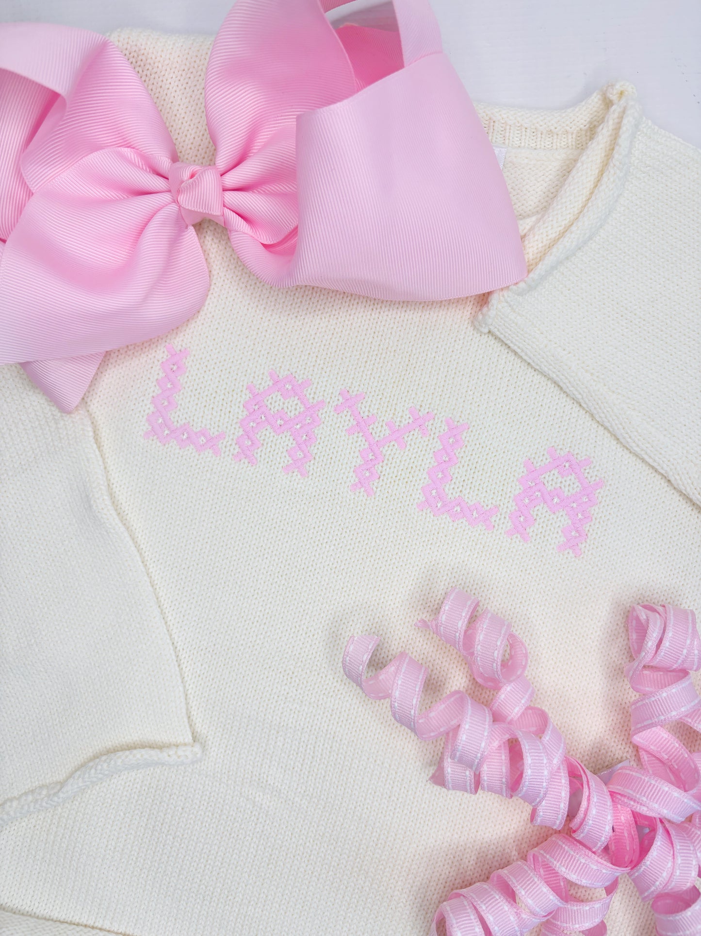 Unisex Roll Neck Sweater With Cross Stitch Font