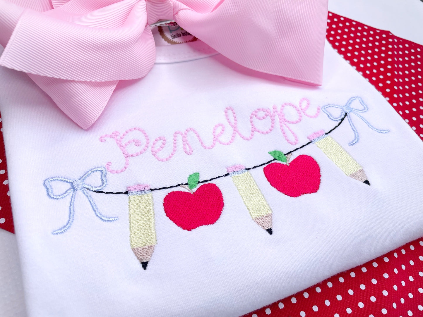 Pencils & Apples Bow Swag