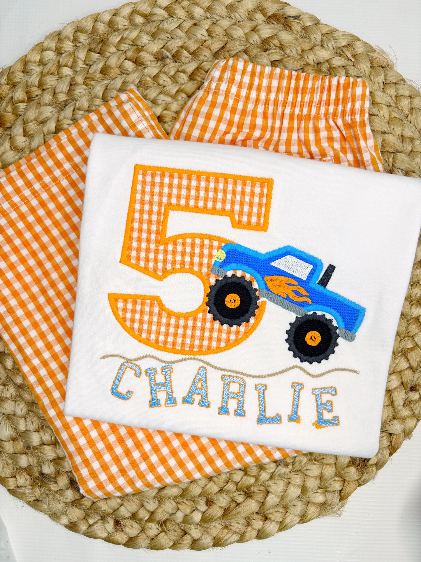 Monster Truck Birthday Shirt W/ Large Number