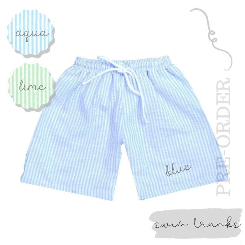 Boys Seersucker Swimsuit With/Without Monogram/Mini Design