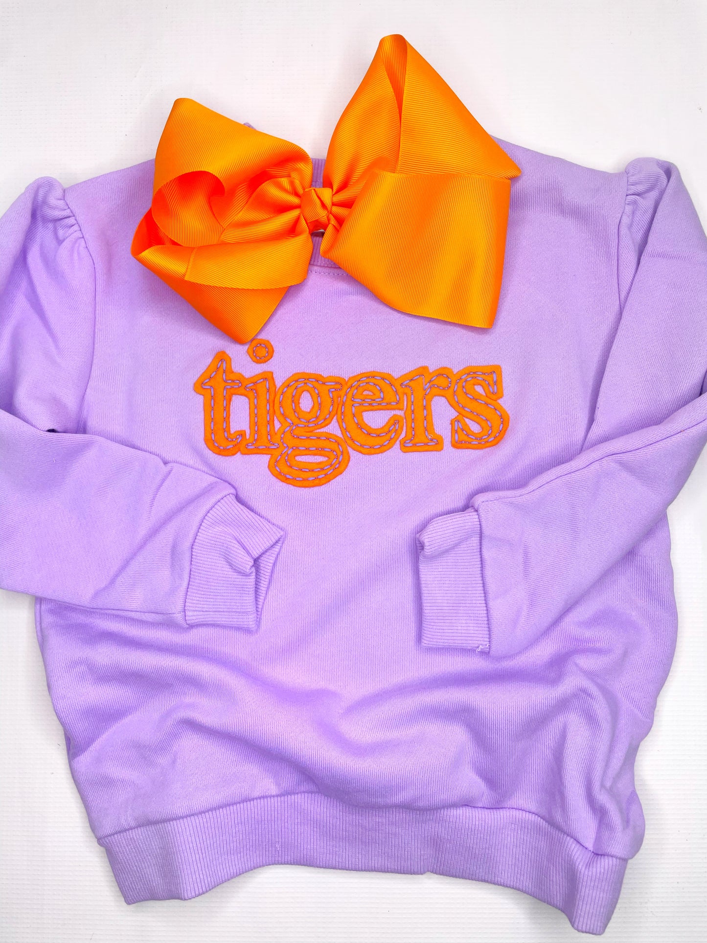 Custom Hand Drawn Vintage Felt Name GIRL'S PUFF SLEEVE SWEATSHIRT