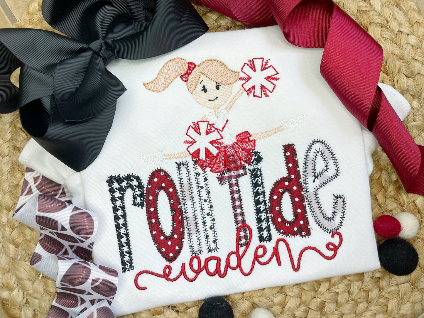 Team Name/Mascot Appliqued Cheerleader Shirt