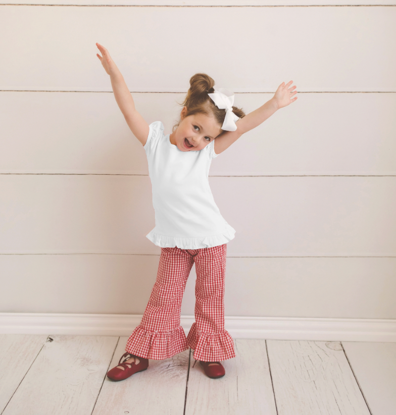 Girls' Ruffle Gingham Pants
