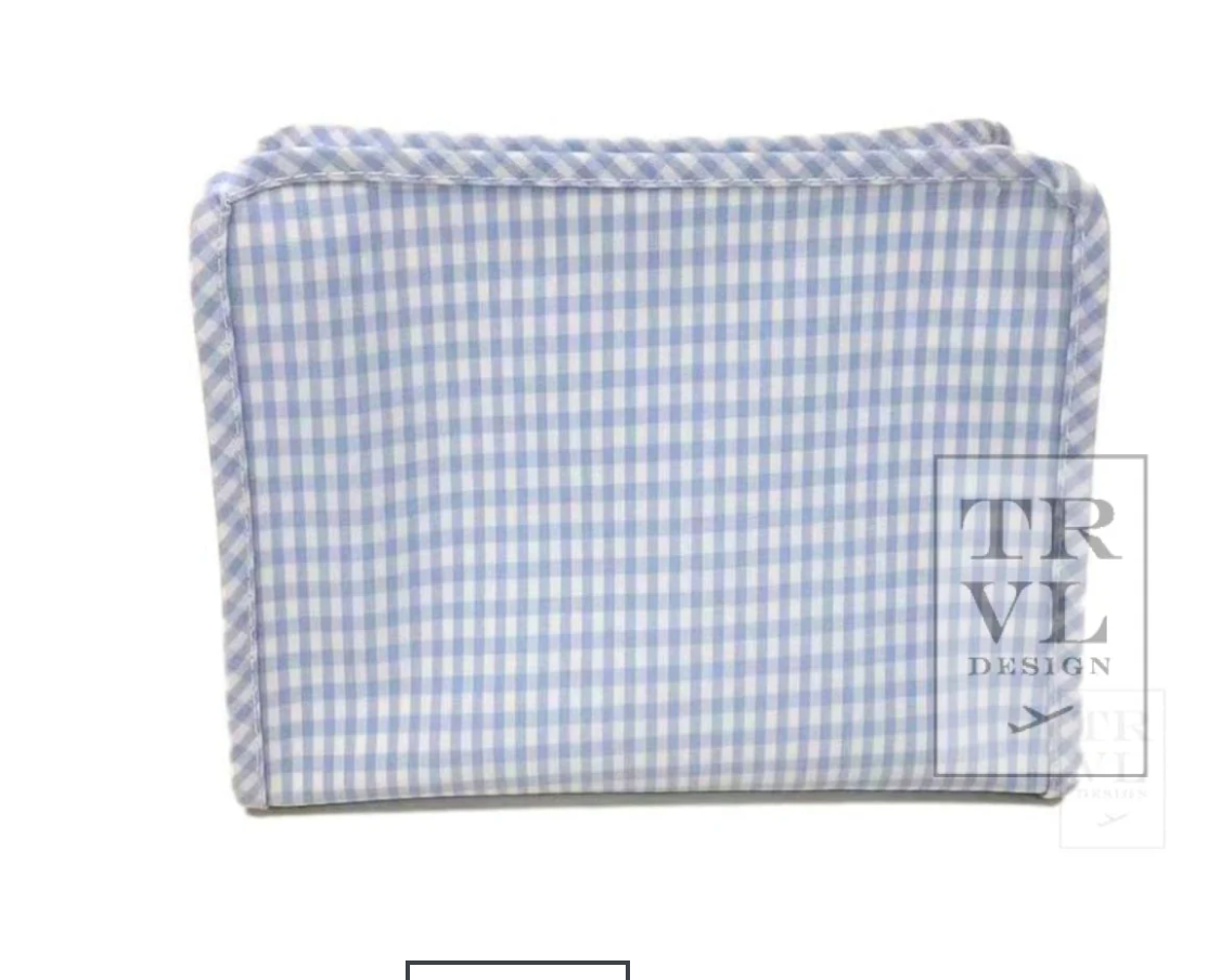 Gingham Roadie Travel Cosmetic Bag-Wildflower Design