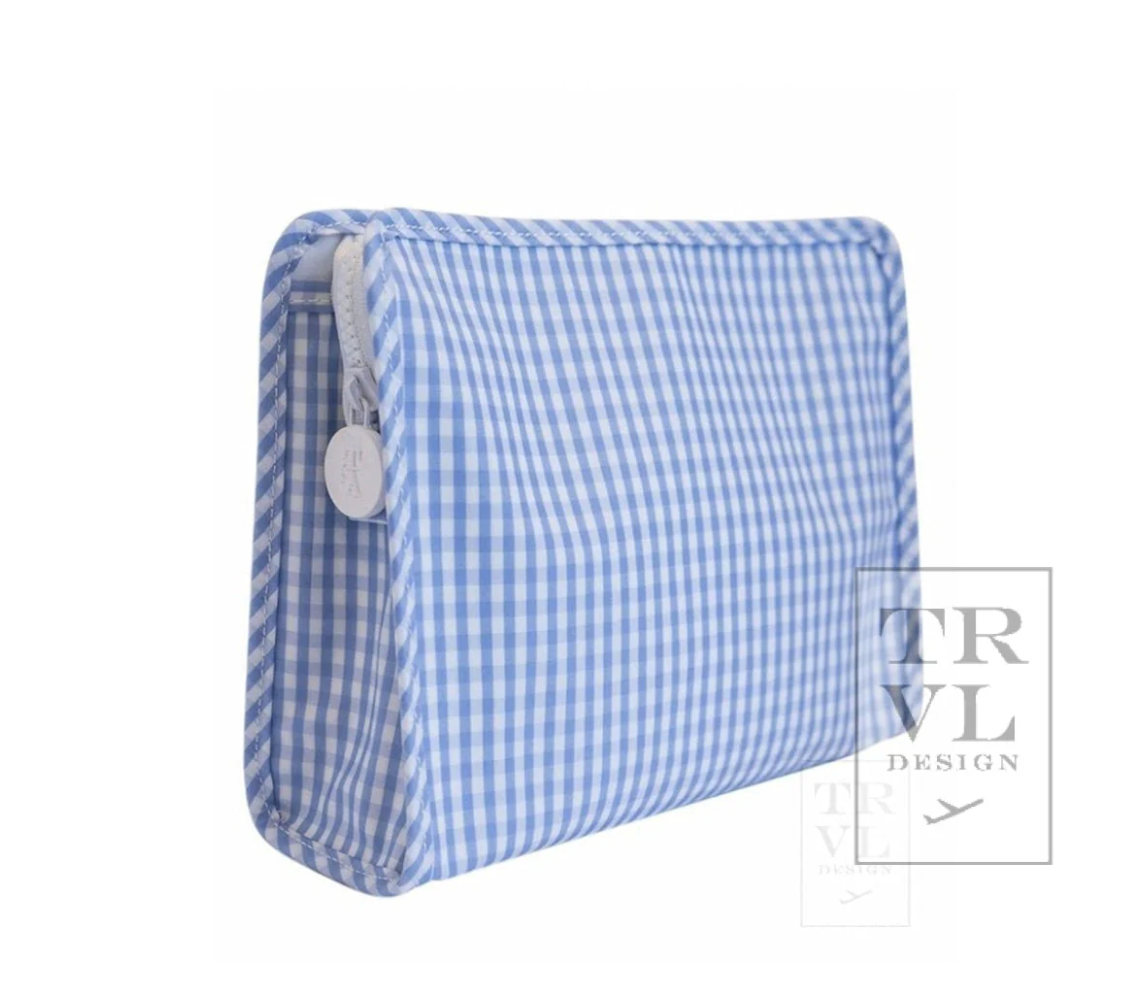 Gingham Roadie Travel Cosmetic Bag-Wildflower Design