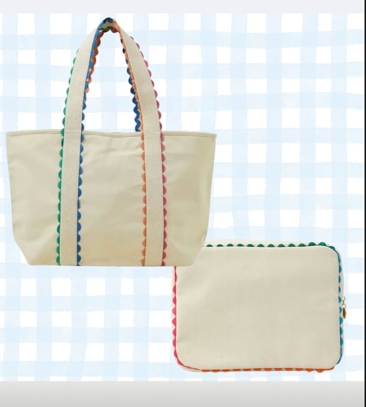 PRE-ORDER Ric Rac Canvas Tote & Cosmetic Bag