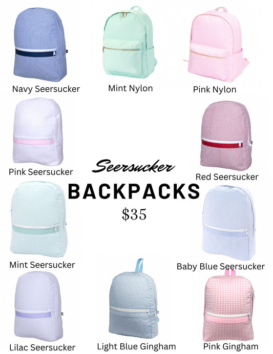 B2S Medium SIzed Backpacks-Seersucker/Nylon (Mint Brand/WB Brand)