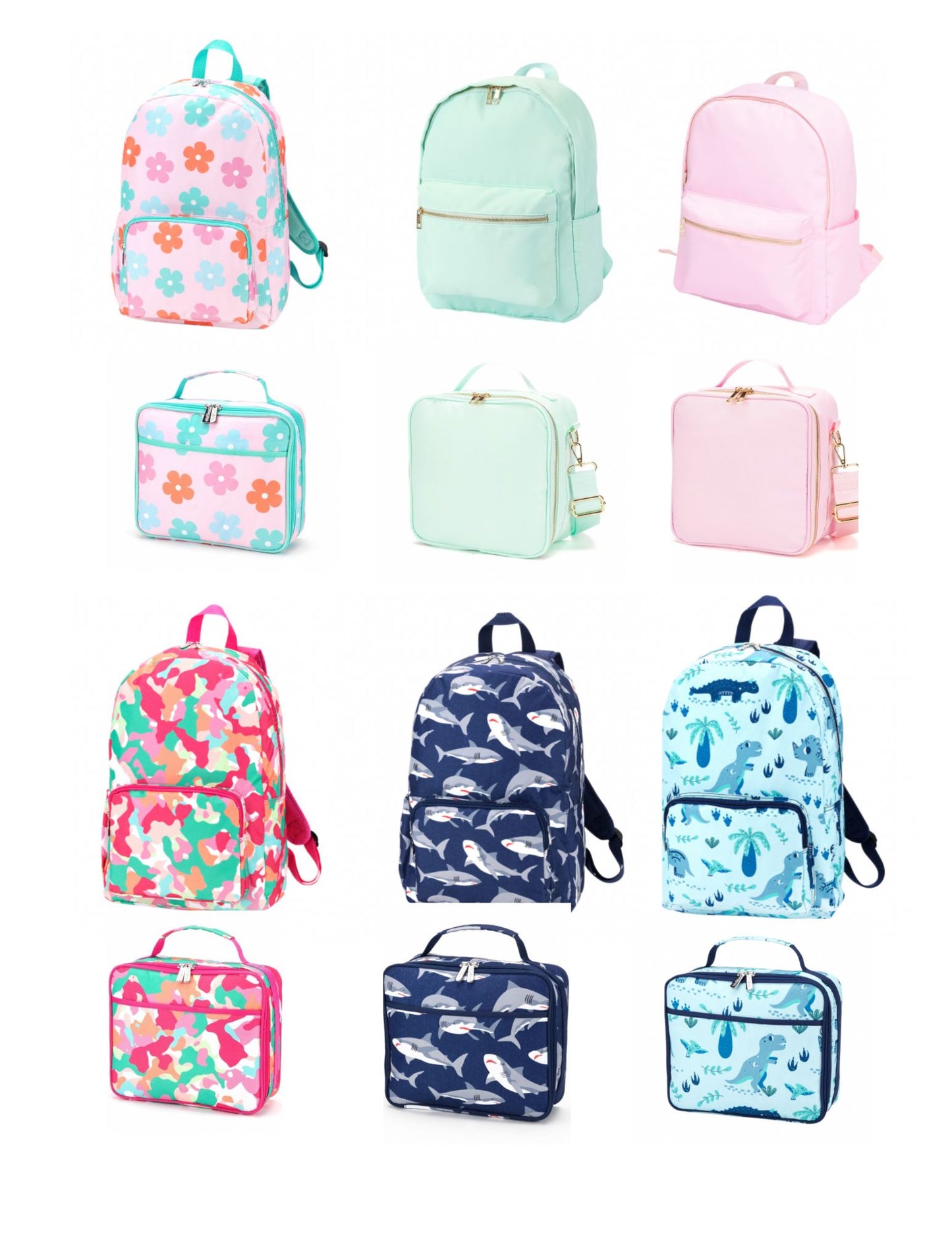 WB Style Full Size Backpacks &Lunch Boxes