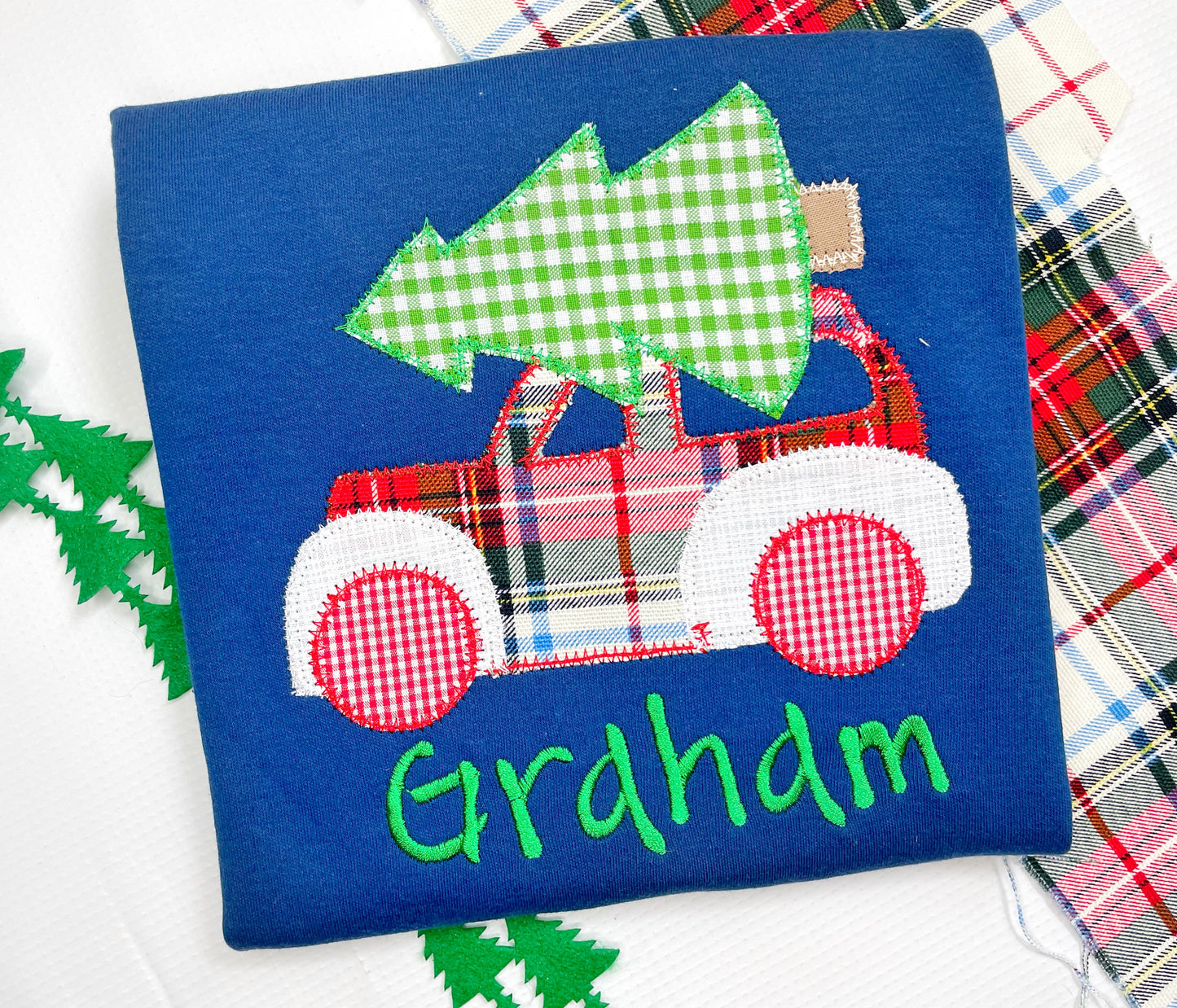 Boy's Vintage Car and Christmas Tree