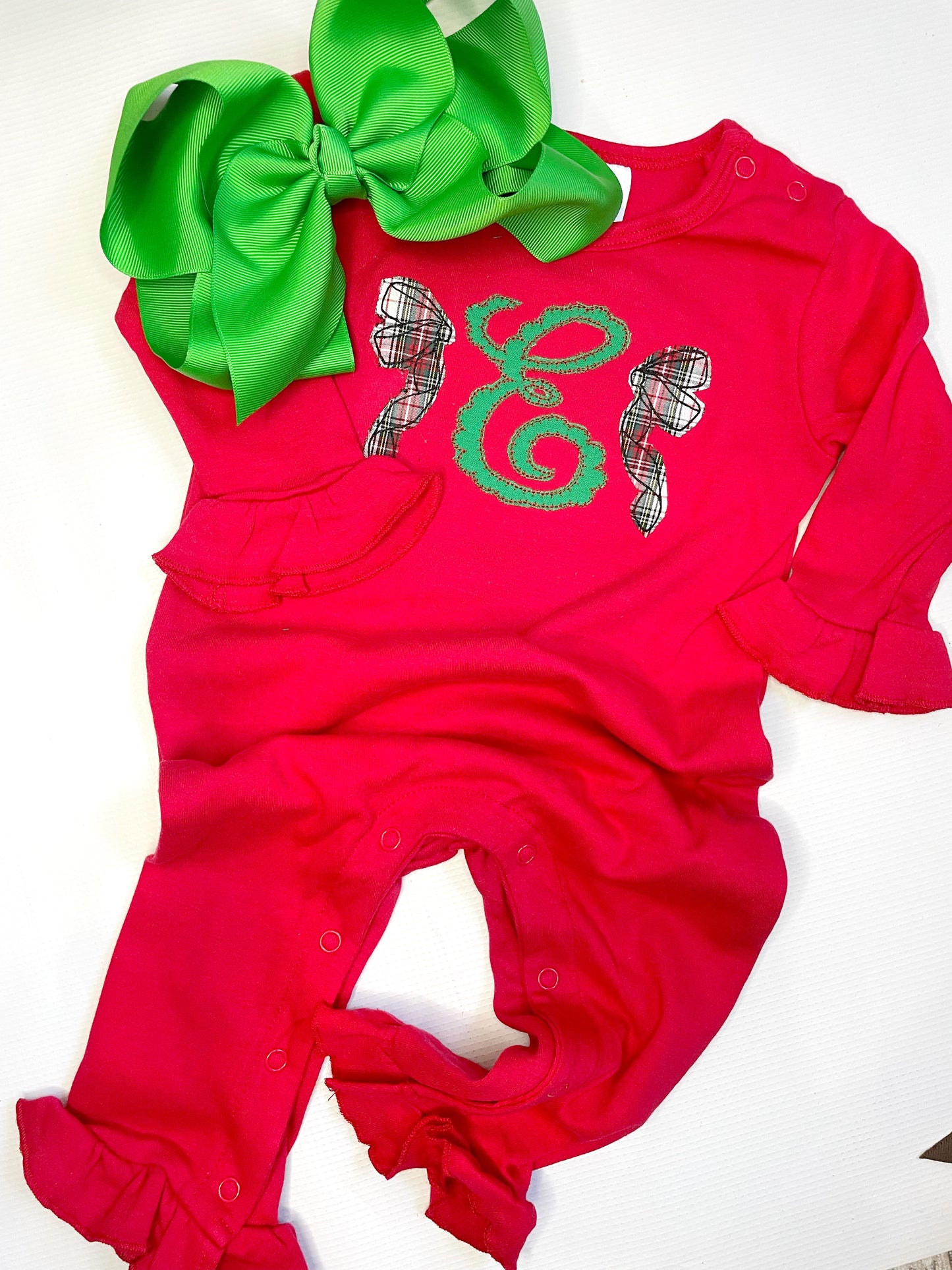 Side Bow Applique Monogram Romper or Shirt