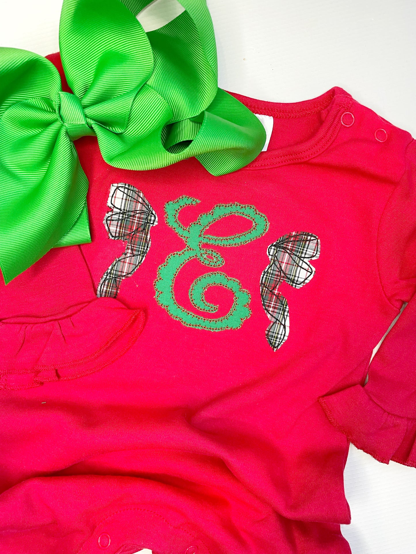 Side Bow Applique Monogram Romper or Shirt