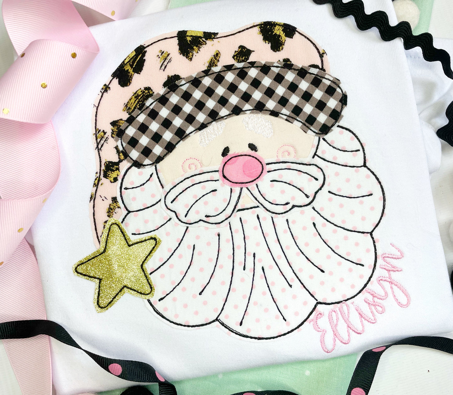 Pink & Black Leopard Santa Design