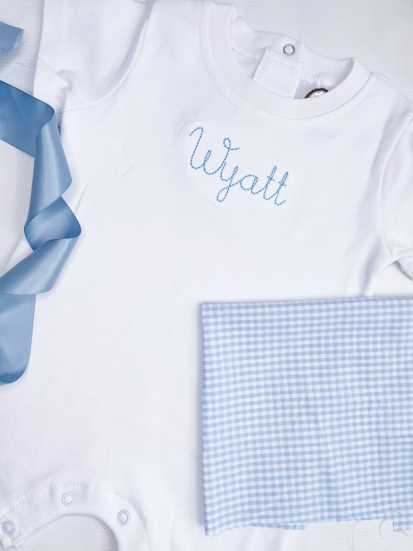 Floss Font monogrammed Boy's Short Sleeve Romper