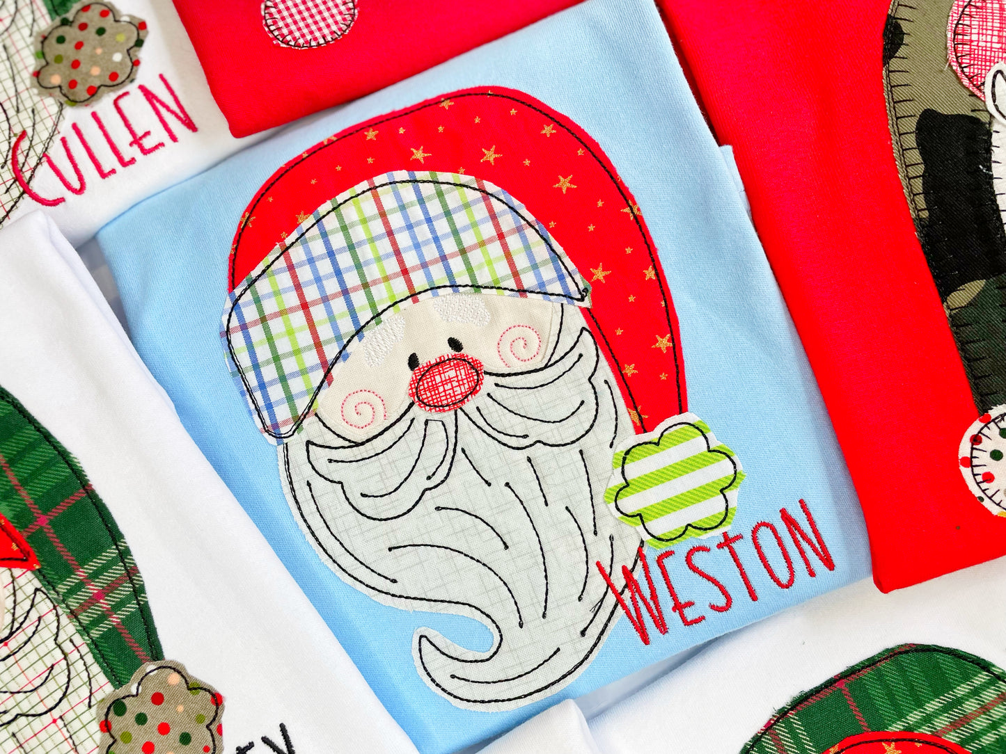 Blue/Red Plaid Santa Design
