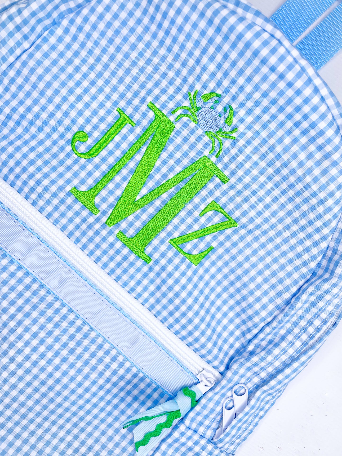 Light Blue or Pink Gingham Backpack with Mini Design (Mint brand)