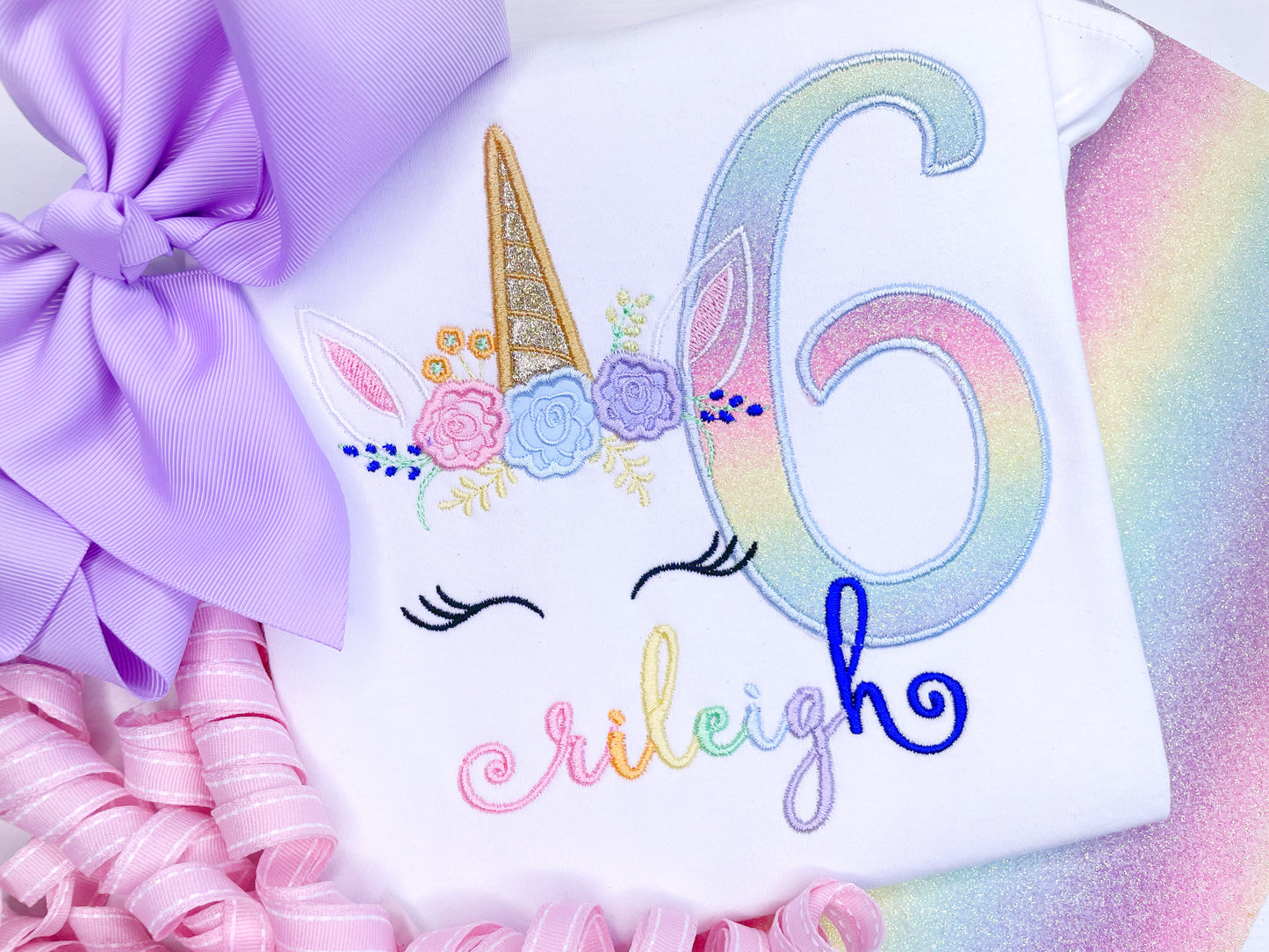 Floral Unicorn Birthday Number Shirt