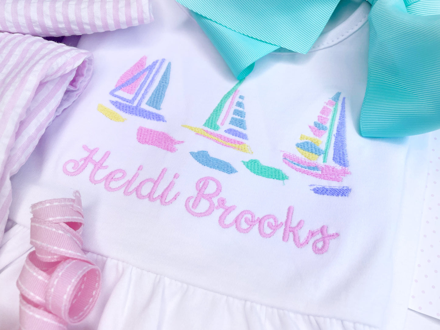 Preppy Pastel Sailboats Design