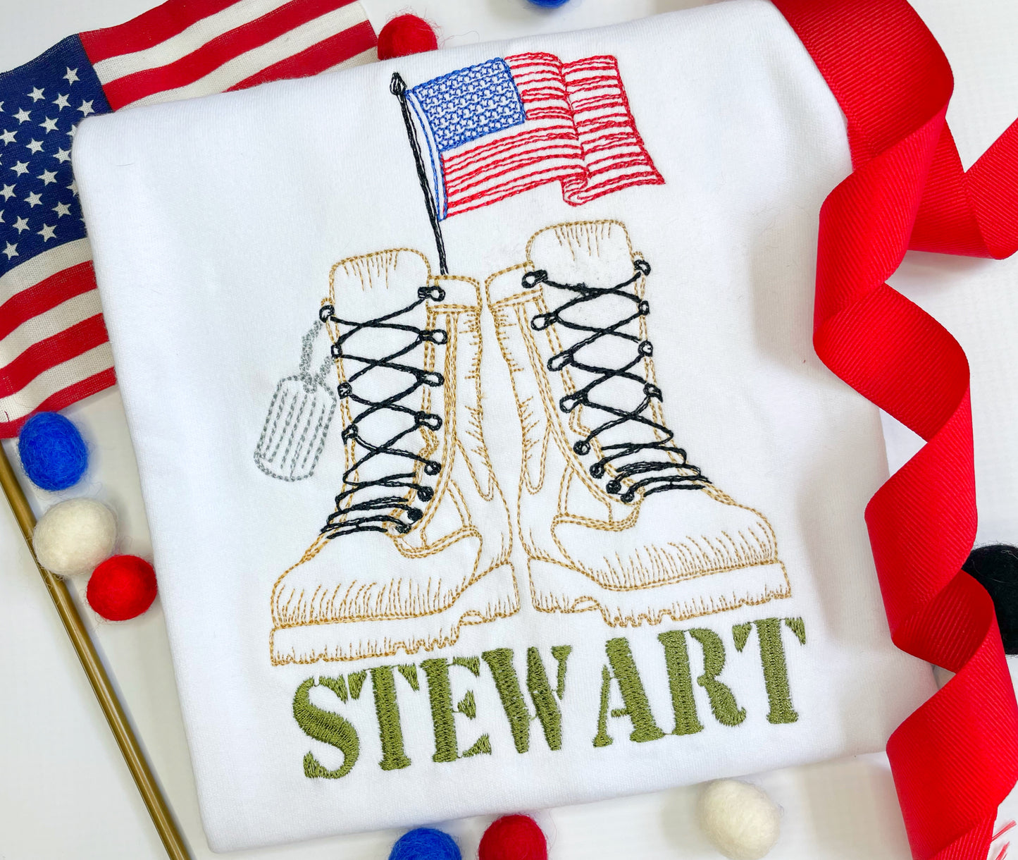 Military Boots & Flag