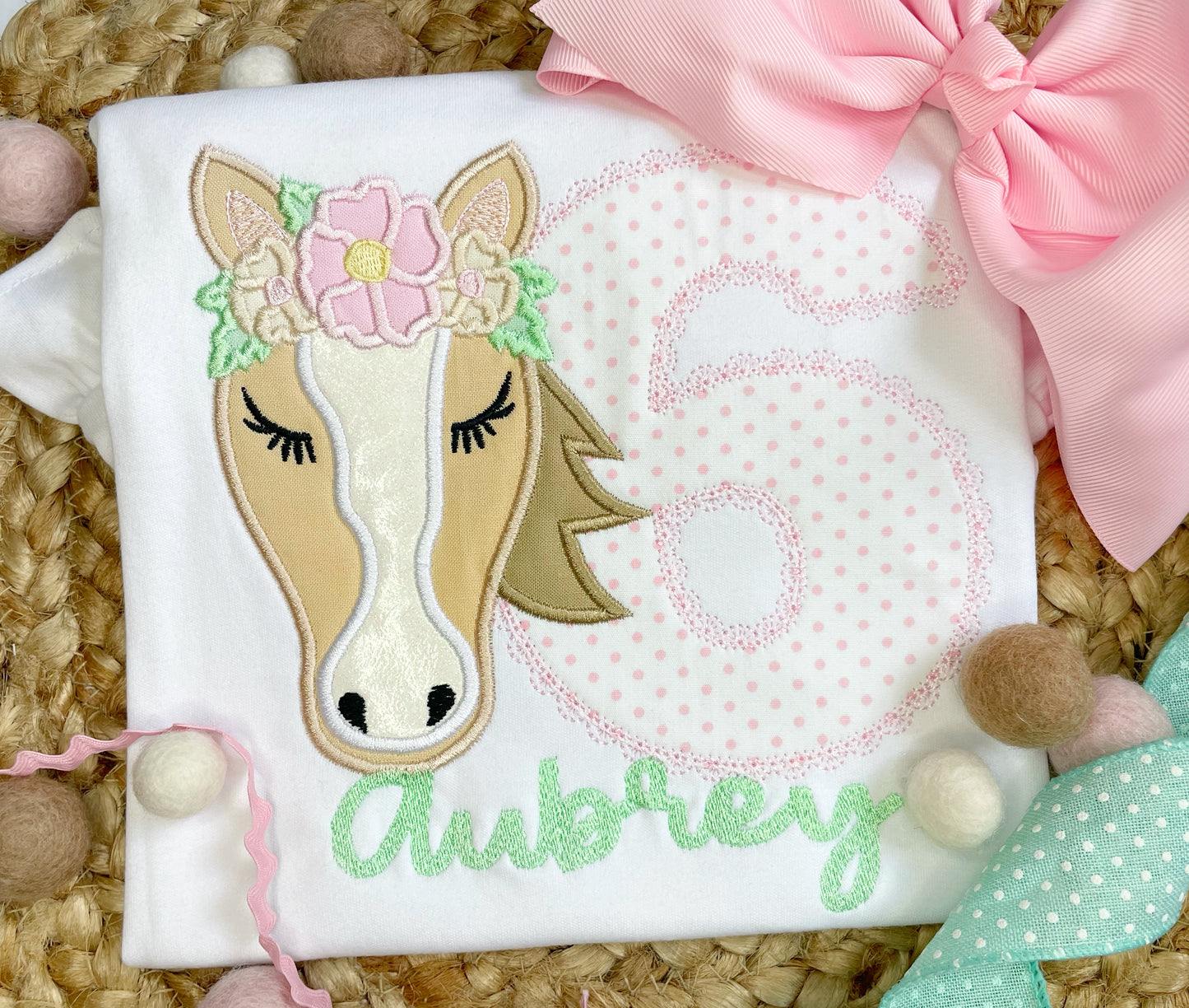 Girl's Pastel Horsey Birthday shirt