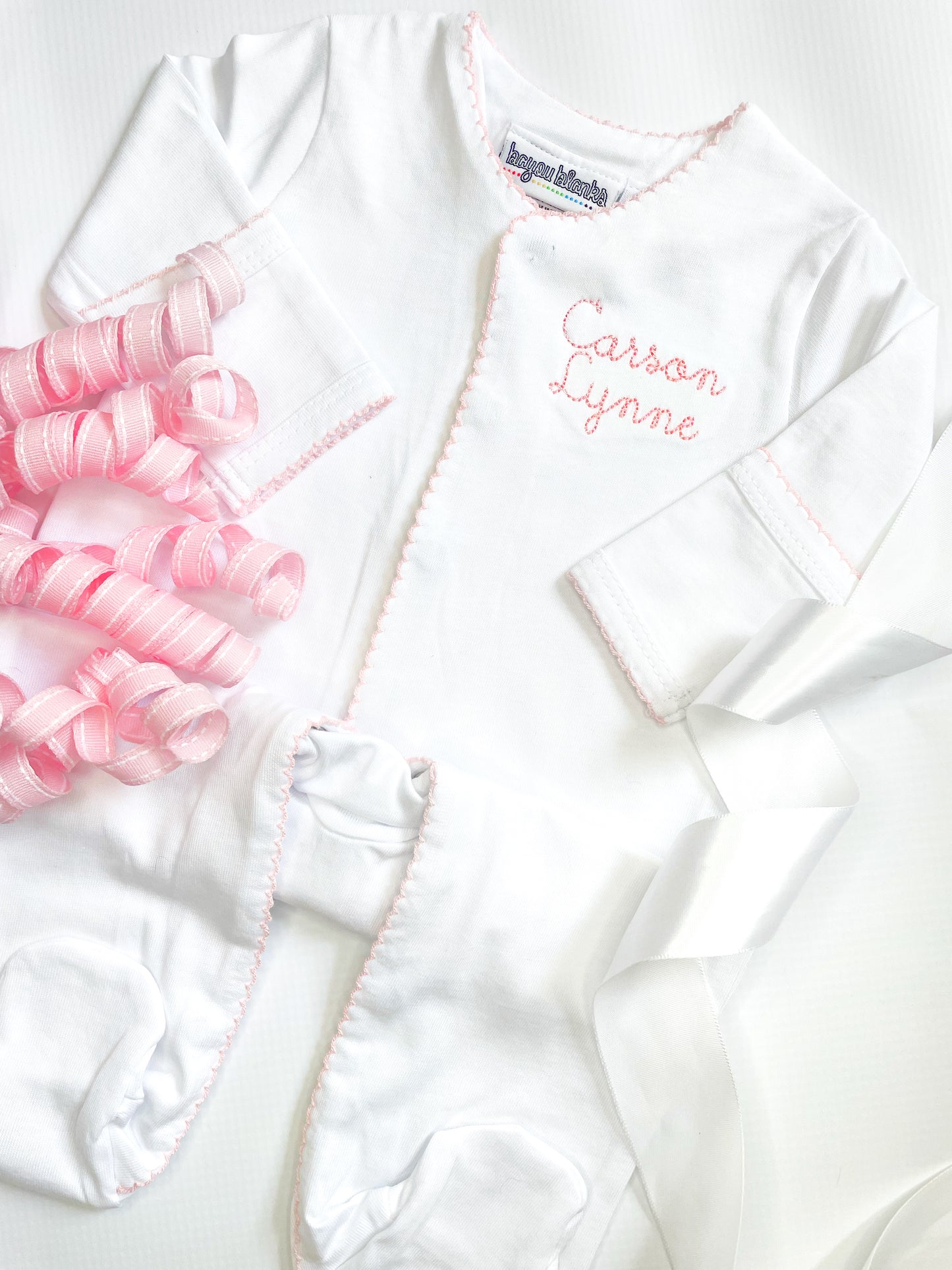 Monogrammed Picot Trimmed Baby Sleeper