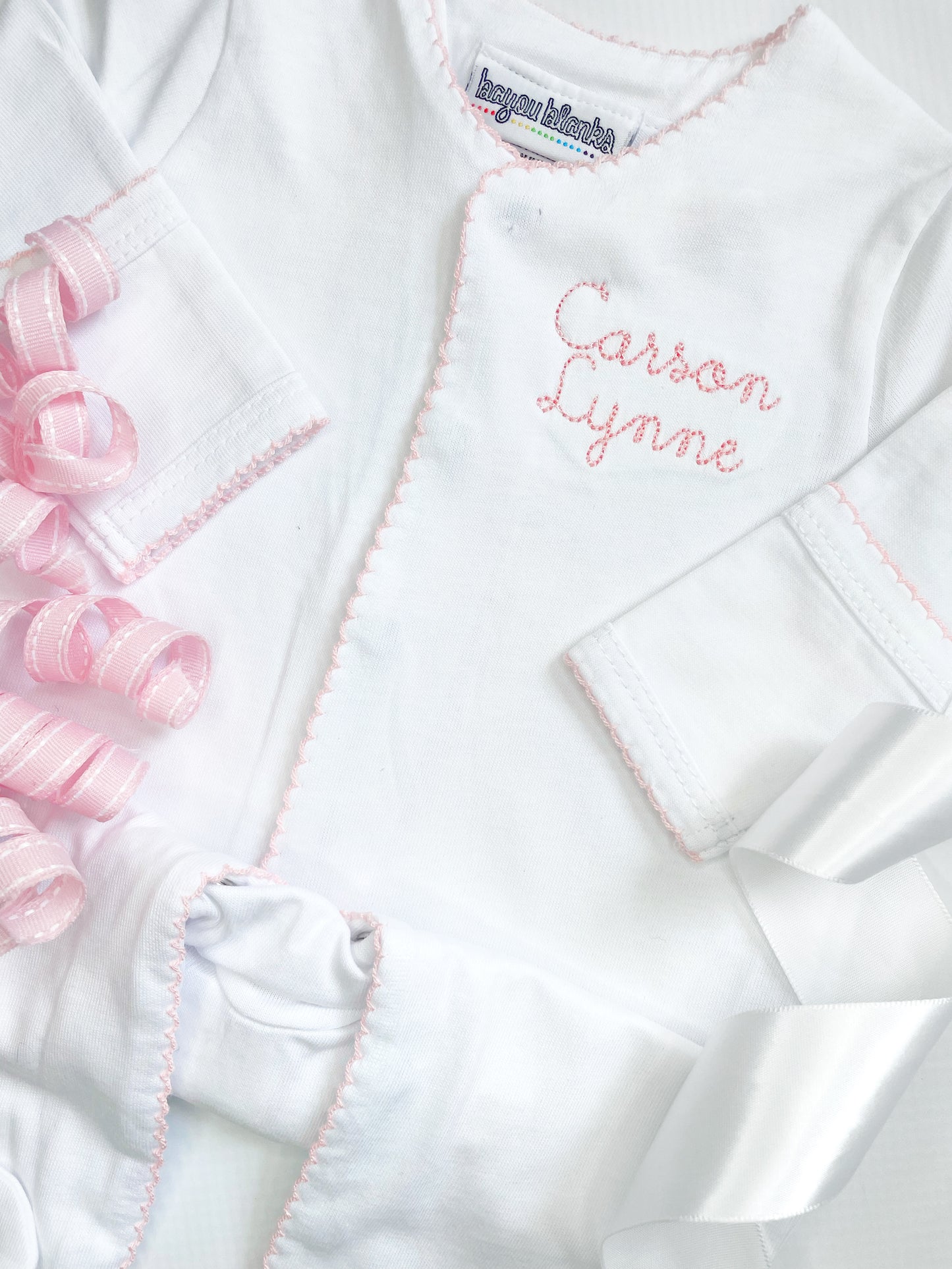 Monogrammed Picot Trimmed Baby Sleeper