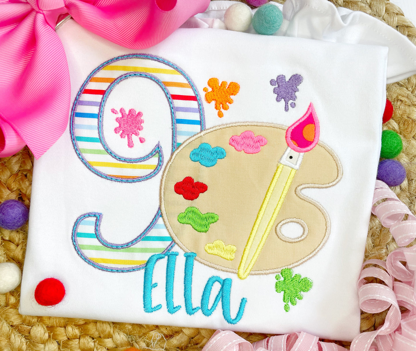 Short Sleeve Paint Pallet Birthday Shirt