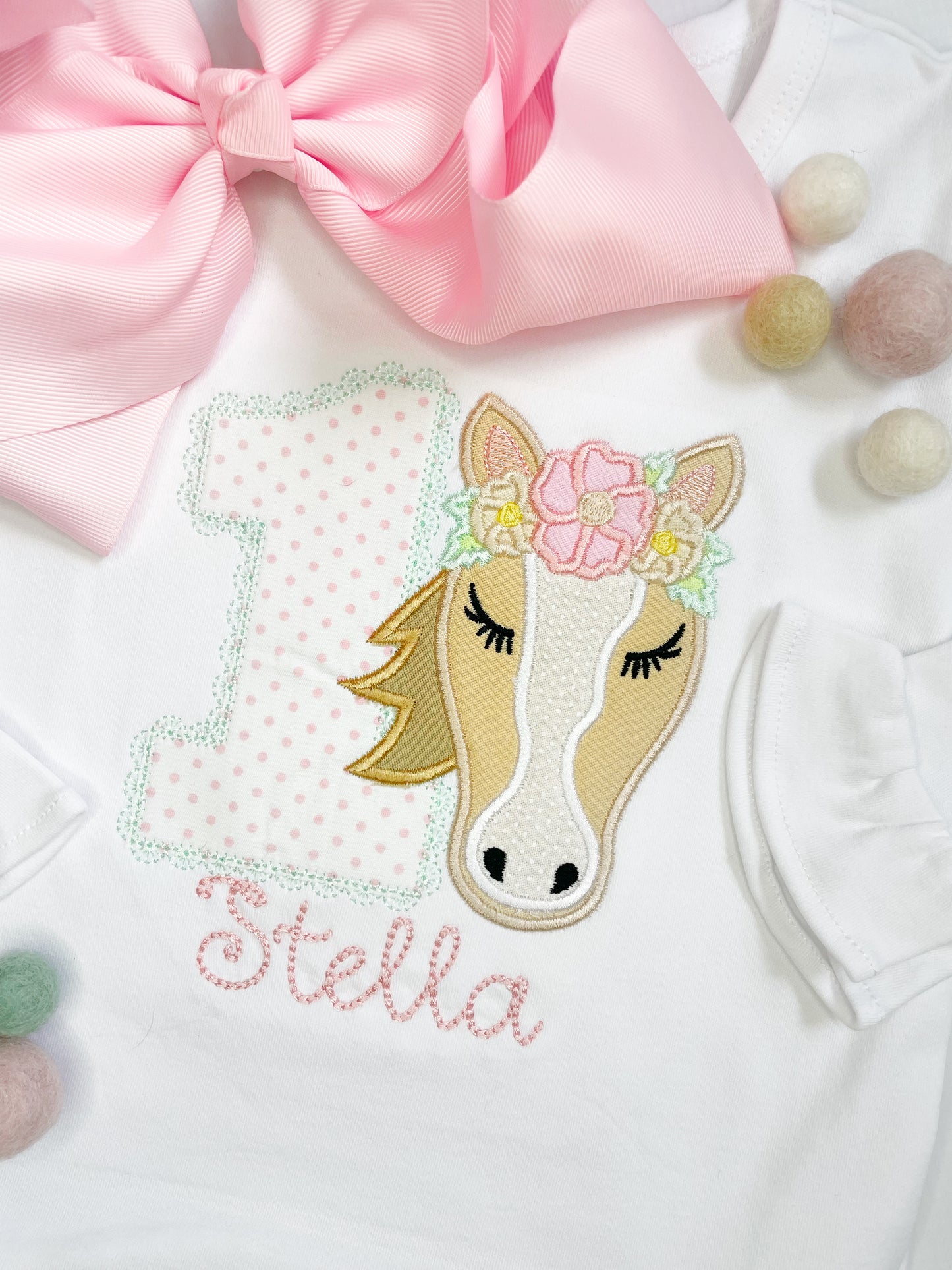 Girl's Pastel Horsey Birthday shirt