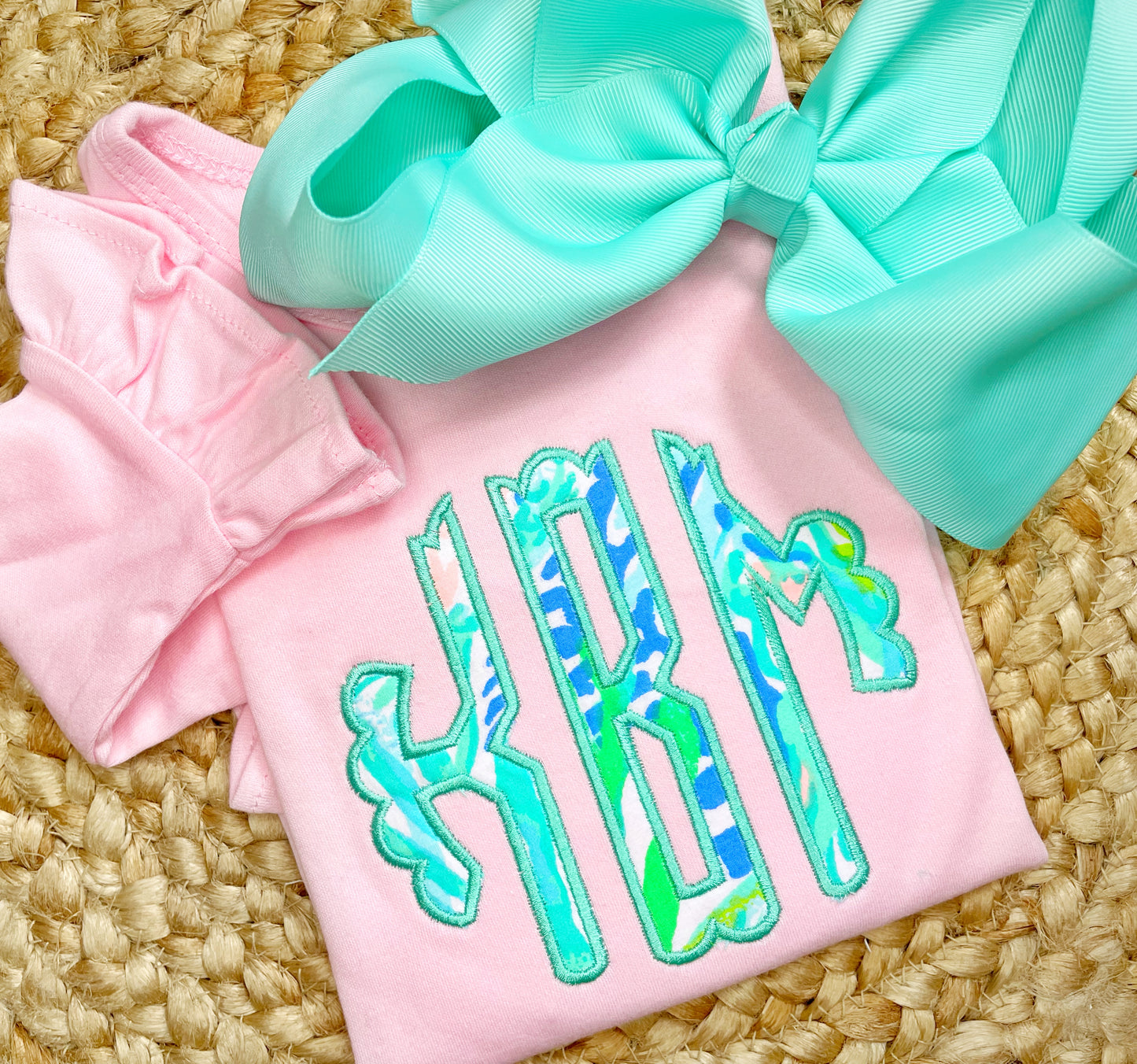 Girl's Long Sleeve Appliqued Shirt with Lilly P. fabric