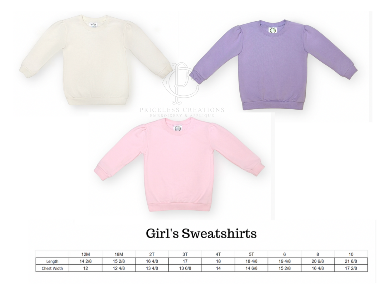 Custom Embroidered GIrl's Sweatshirts