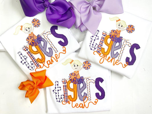 Team Name/Mascot Appliqued Cheerleader Shirt