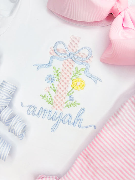 Cross Stitch Floral Cross