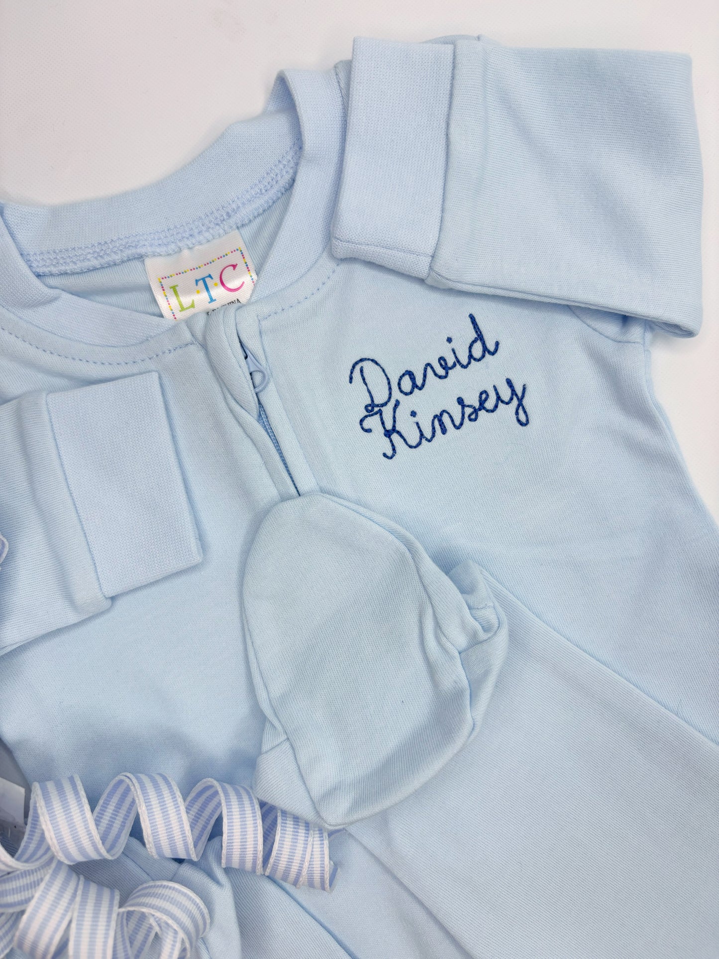 Unisex Footed Sleeper with Cursive MOnogram